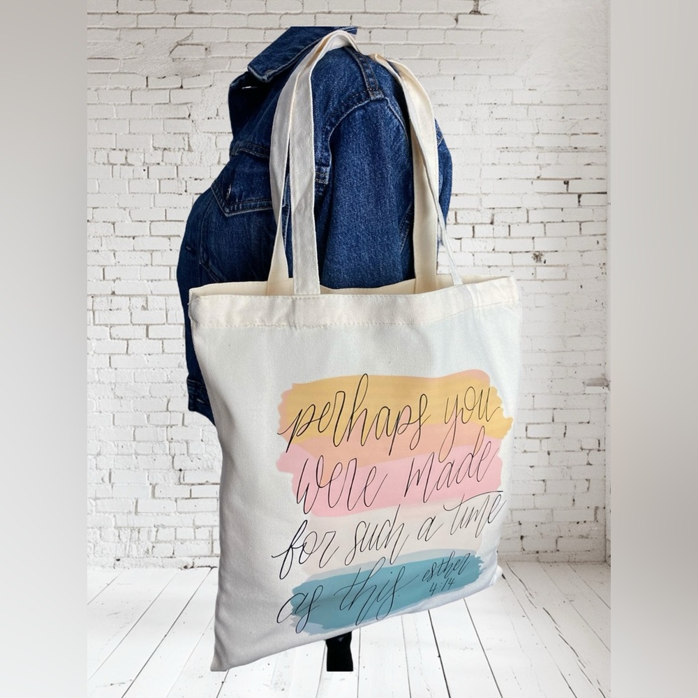 Inspirational Print Reusable Canvas Shopping Tote Beach Bag - Picture 4 of 10